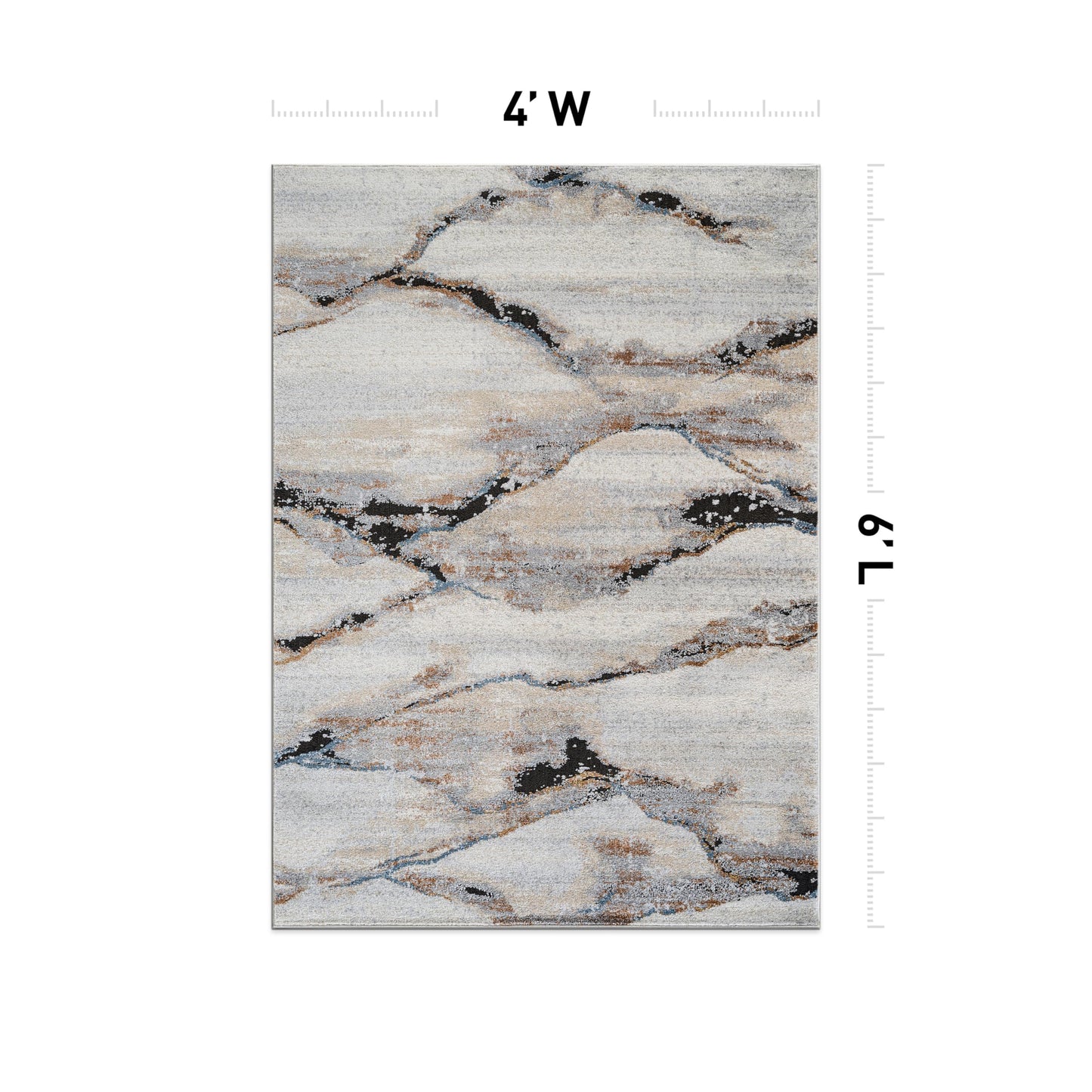 Rugshop Contemporary Gray Striated Area Rug Kid & Pet Friendly 4' x 6' Ideal for Under Coffee Tables, Entryways, or Studio Spaces