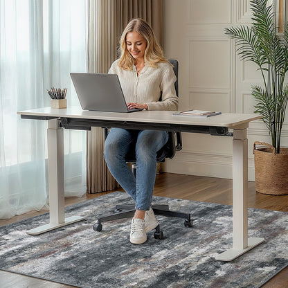Office Chair Mat for Hardwood Tile Floor, Abstract 36"X 48" Desk Mats for Office Chair on Rolling Chairs Carpet, Desk Anti-Slip 1/5" Thick Rug for Computer Chair, Thin Low-Pile Floor Mat, Dark Gray