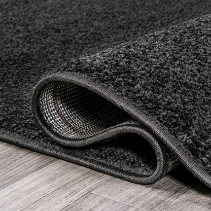 JONATHAN Y Haze Solid Low-Pile Black 4x6 Oval Indoor Area Rug, Coastal,Bohemian,Minimalist,Classic, Easy-Cleaning for Living Room,Bedroom,Kitchen,Pet Friendly,Non-Shedding (SEU100I-4OV)