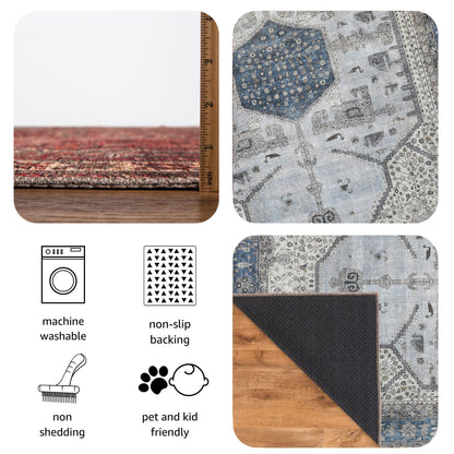 Keen Home Design 10x14 Rug - Machine Washable Area Rug with Non-Slip Backing, Ideal for Living Room, Dining Room, Bedroom - Vintage, Easy Clean, Durable, Low Pile Rug - (9'7" x 14')