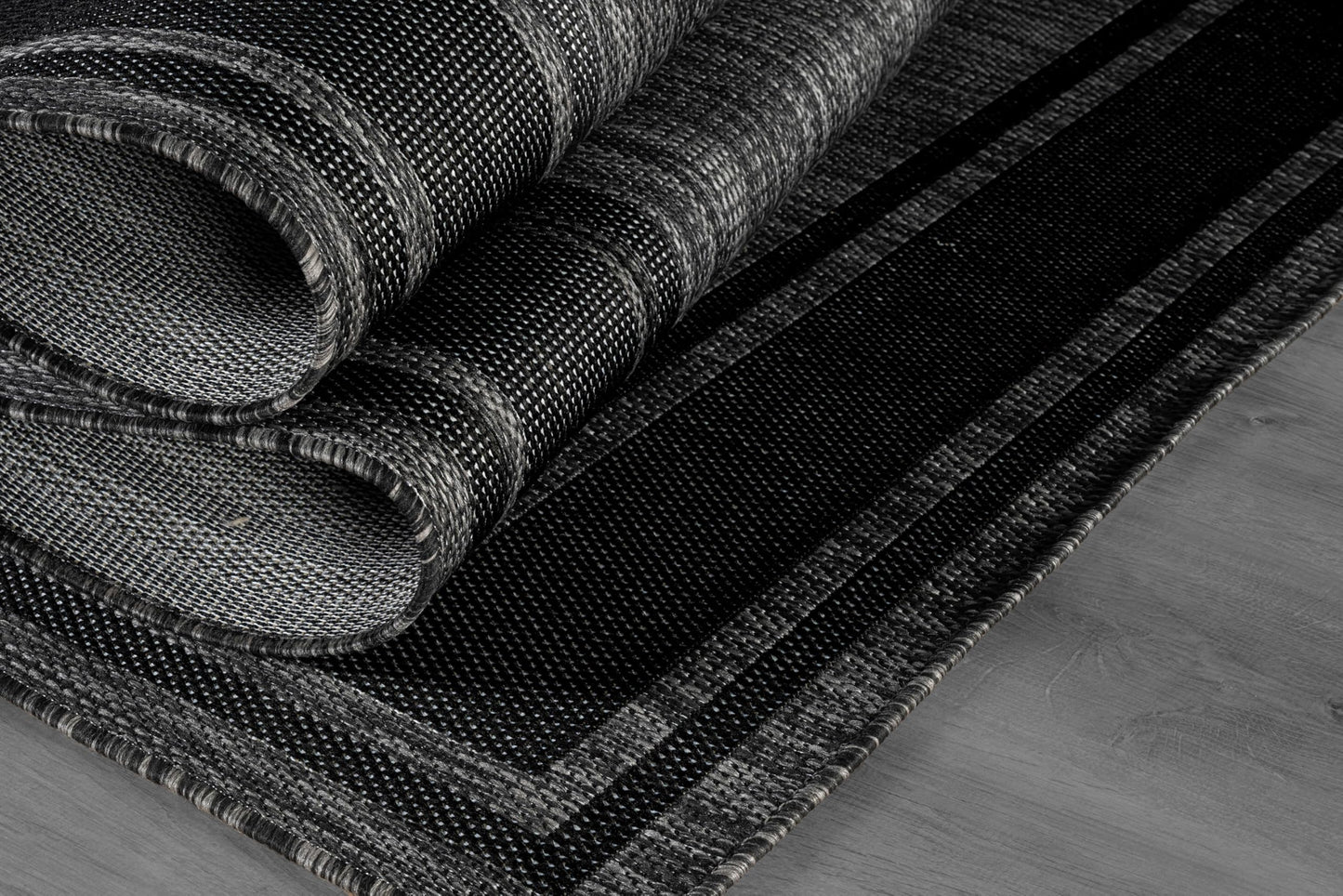 Beverly Rug Outdoor Rug 8x10 Modern Bordered Area Rugs for Indoor and Outdoor Patio Deck Porch Garden Waterproof Weather Sun Resistant Washable Outside Carpet (8 x 10 Black)