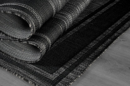 Beverly Rug Outdoor Rug 5x7 Modern Bordered Area Rugs for Indoor and Outdoor Patio Deck Porch Garden Waterproof Weather Sun Resistant Washable Outside Carpet (5 x 7 Black)