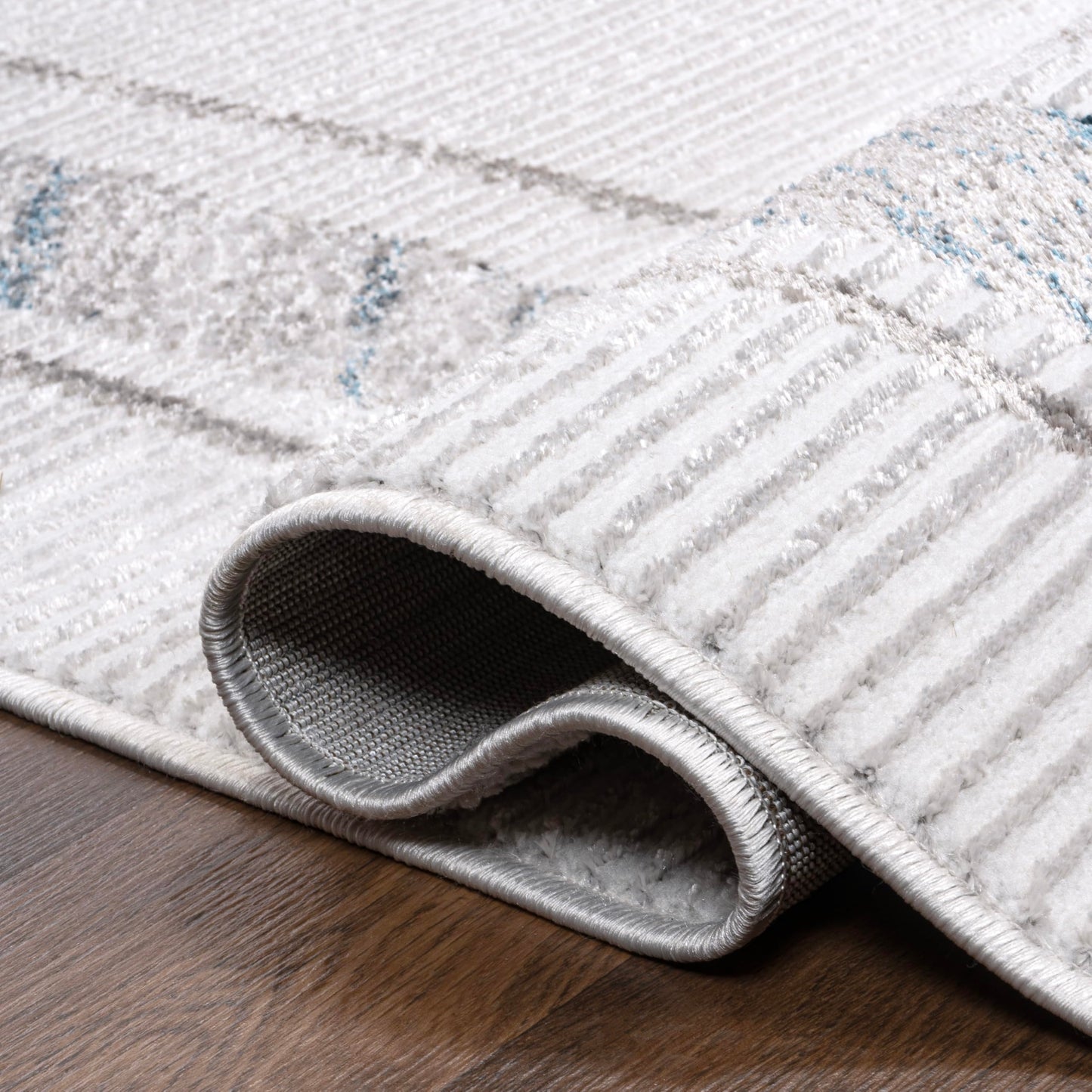 JONATHAN Y Marble Pattern High-Low Silver/Blue Indoor Area Rug, 3x5, Athens Classic Border, Easy-Cleaning for Living Room, Bedroom, Kitchen, Pet Friendly, Non-Shedding (CAR102B-3)