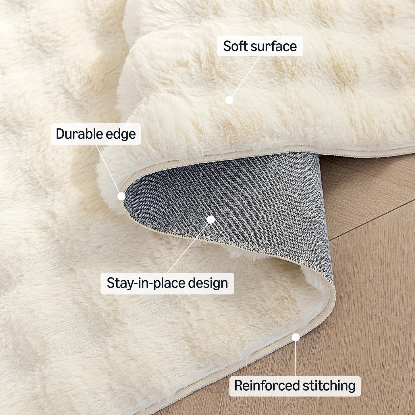 Amazon Basics Indoor Area Rug, 3D Bubble Washable Home Decor Carpet for Living Room, Bedroom, 2' W × 3' L, Beige