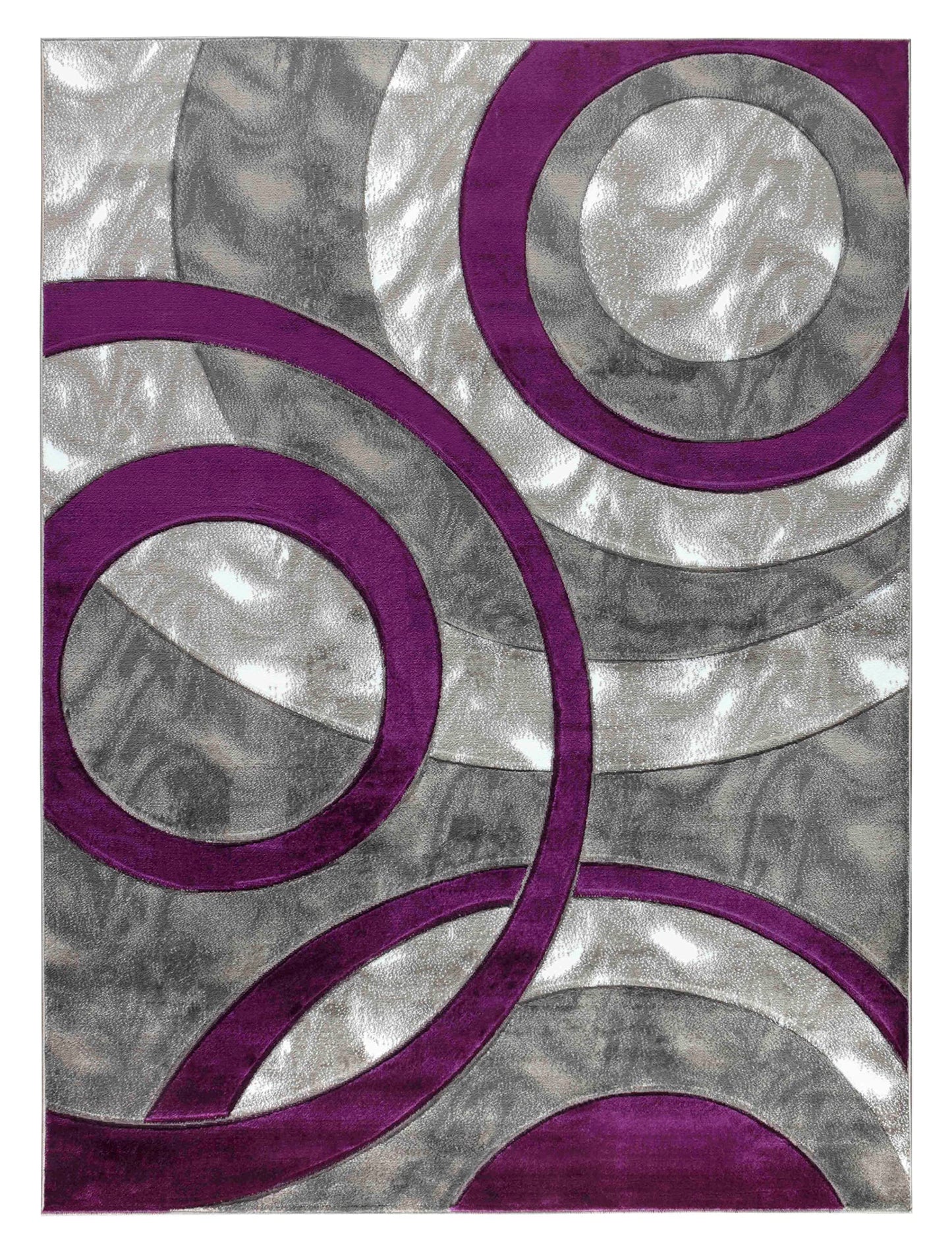 GLORY RUGS Area Rug Modern 4x6 Purple Circles Geometry Soft Hand Carved Contemporary Floor Carpet Fluffy Texture for Indoor Living Dining Room and Bedroom Area