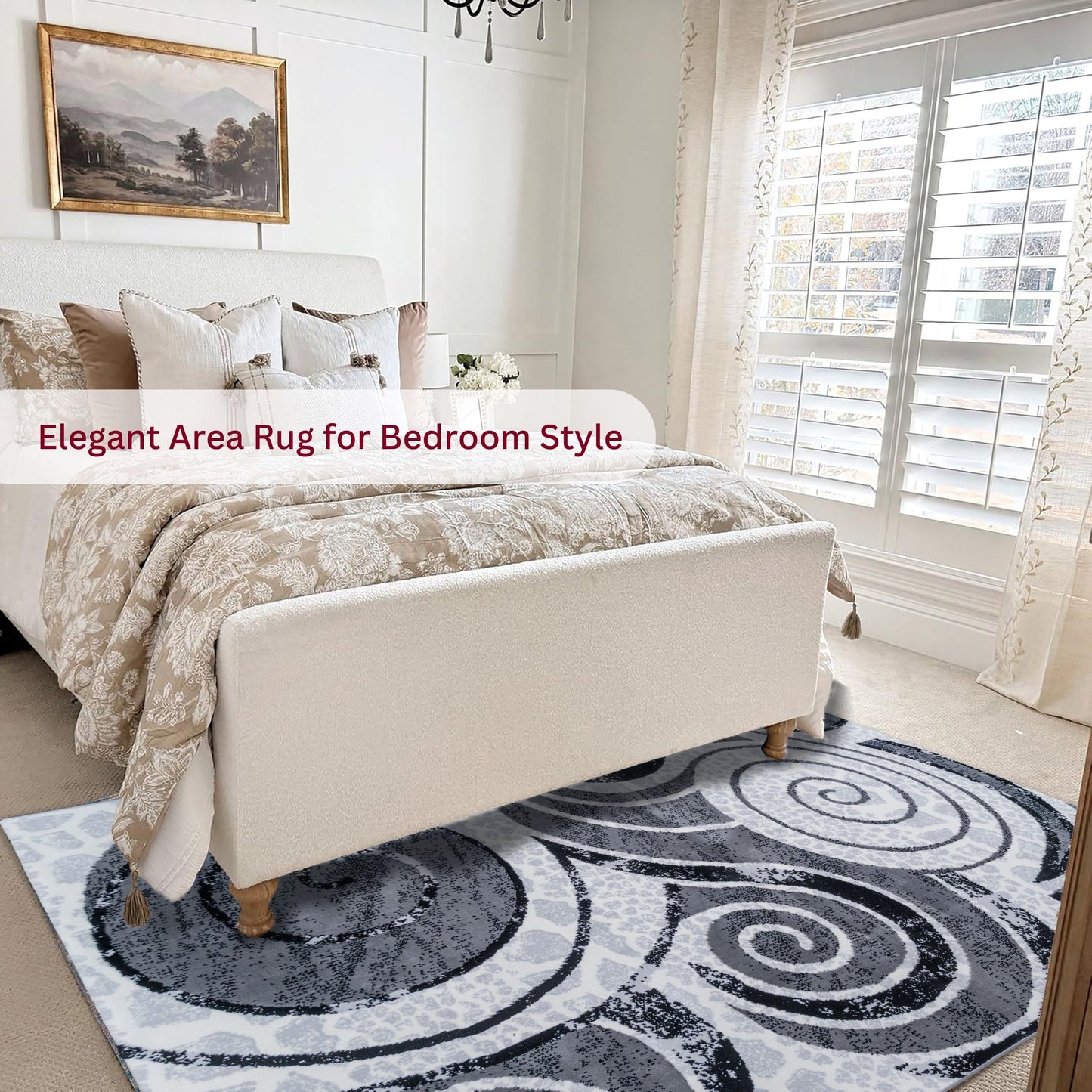 CoziRita 5x7 Modern Abstract Area Rug for Living Room, Soft Medium Pile Carpet, Non-Shedding Easy Care, High Traffic Floor Rug, Family Friendly, Pet Friendly, Designed for Real Homes - Gray Swirl