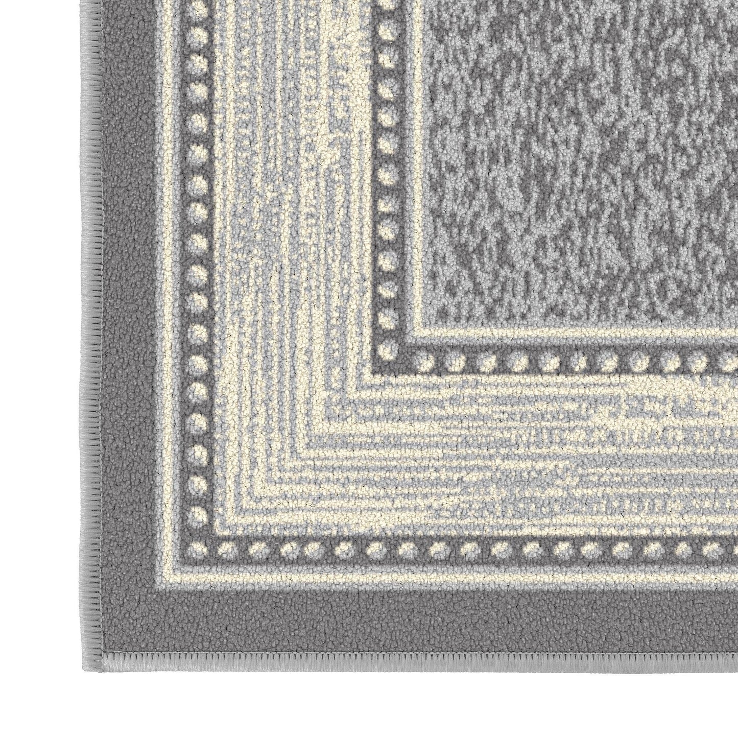 Ottomanson Area Rug 5' x 6'6" – Non Slip Rubber Backed Indoor Rug for Living Room, Bedroom, Dining Room, Low Pile Floor Carpet, Durable Accent Area Rug, Border Light Gray