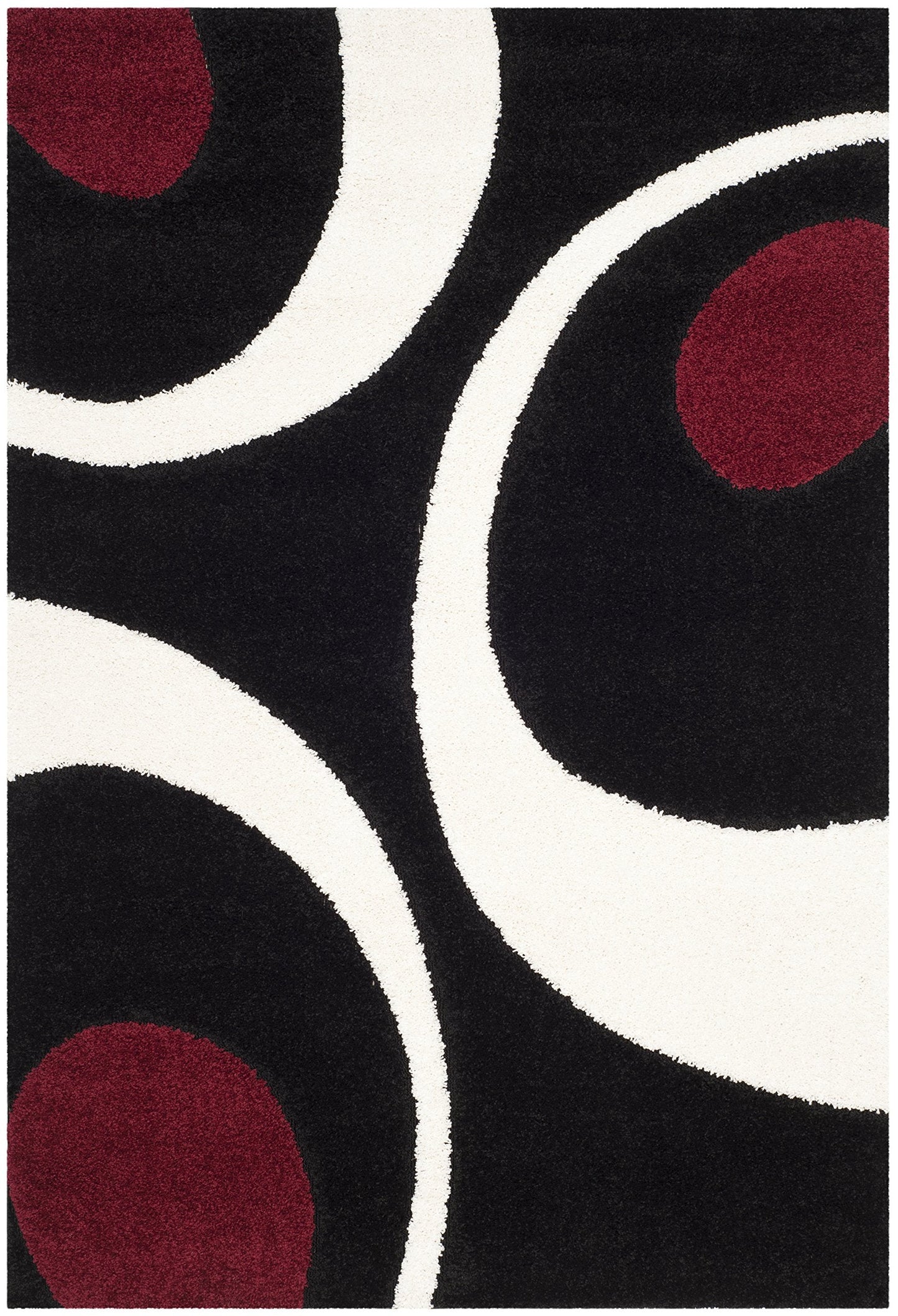 SAFAVIEH Florida Shag Collection Accent Rug - 3'3" x 5'3", Black & Ivory, Non-Shedding & Easy Care, 1.2-inch Thick Ideal for High Traffic Areas in Entryway, Living Room, Bedroom (SG474-9012)
