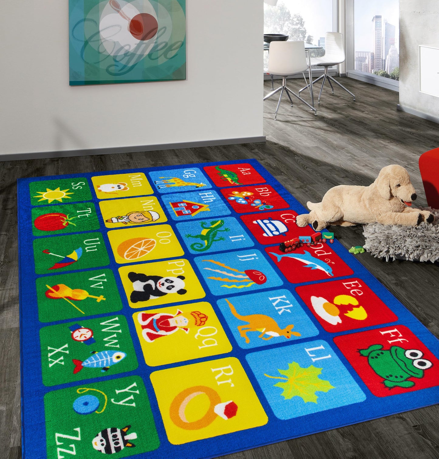 Rugshop Kids Alphabet Educational Learning High Traffic Living Room,Bedroom,Kitchen, Home Office Non Slip Area Rug 3' x 5' Multi