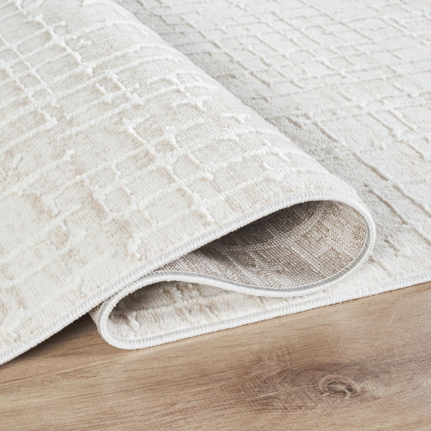 Abani Beige Area Rug - 6x9 Area Rugs for Bedroom - Vera Collection Geometric Grid Pattern - Non-Shedding, Easy to Clean Durable Rugs for Living Room, Bedroom or Office, Pet & Child Friendly