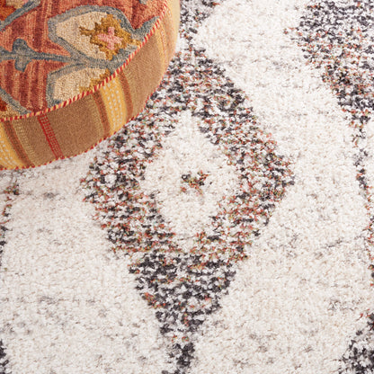 SAFAVIEH Area Rug 8x10 - Jericho Shag Collection - Large - Ivory & Black, Moroccan Boho Design, Non-Shedding & Easy Cleaning, Plush Thick Pile, Ideal for Living Room, Bedroom, Dining Space (JER102A)