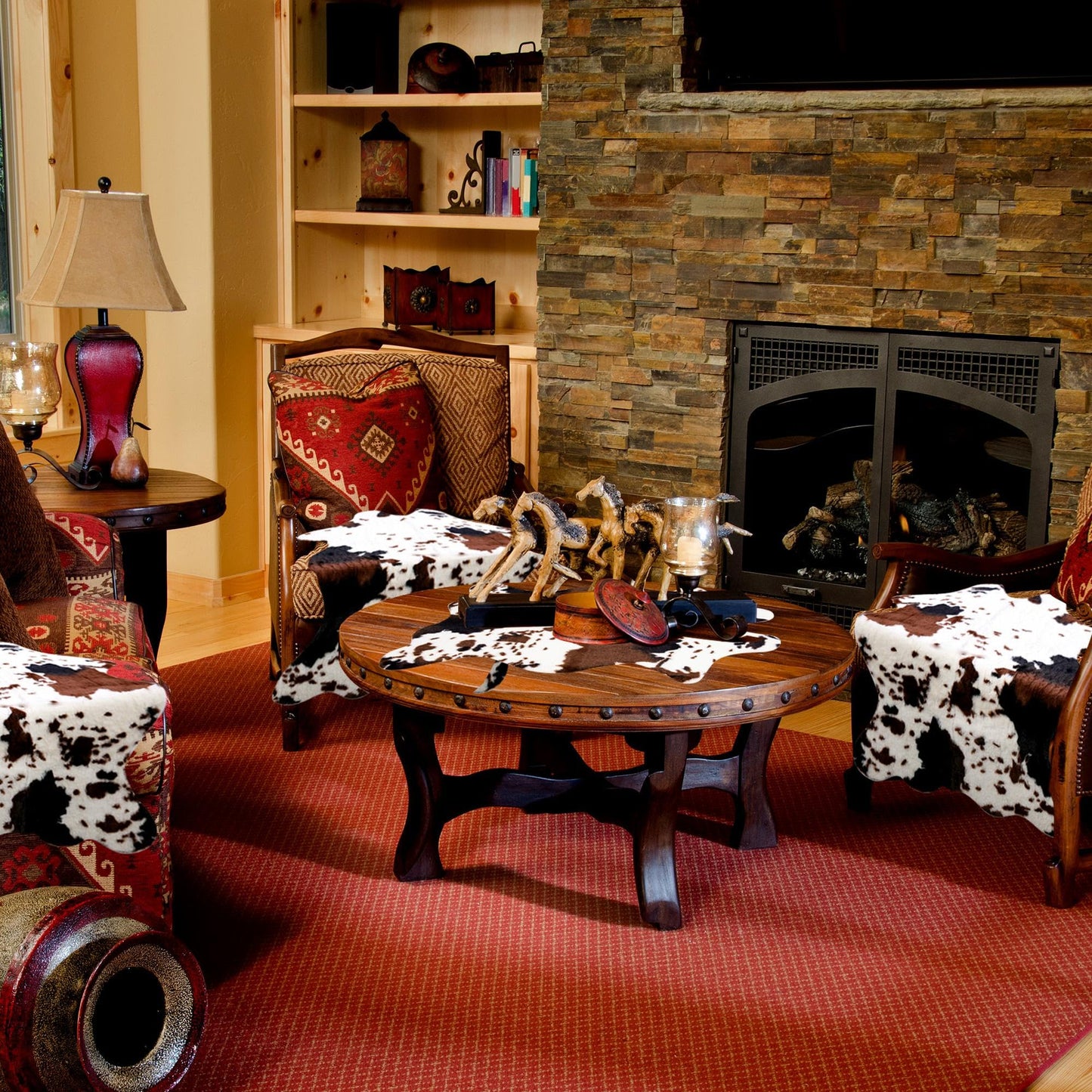 Orchidleaf 2 Pack Mini Faux Cowhide Rug, Mini Rustic Cowhide Rug Cute Rural Western Animal Pattern Decorative Rugs for Table Mat Decoration, Cowboy Parties, 19.6" W x 23.6" L