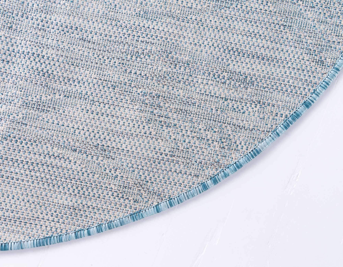 Unique Loom Outdoor Botanical Collection Area Rug - Leaf (4' 1" Round, Light Aqua/ Ivory)