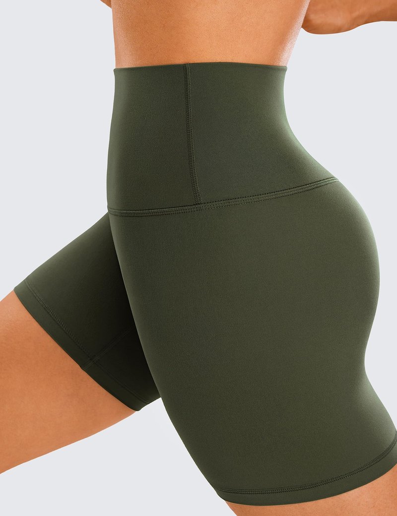 CRZ YOGA ButterLuxe Biker Shorts 6" - High Waisted Workout Running Volleyball Spandex Yoga Womens Olive Green Medium