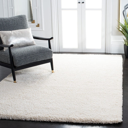 SAFAVIEH Milan Shag Collection Area Rug - 5'1" Square, Ivory, Solid Design, Non-Shedding & Easy to Clean, Plush Thick Pile, Ideal for Living Room, Bedroom (SG180-1212)