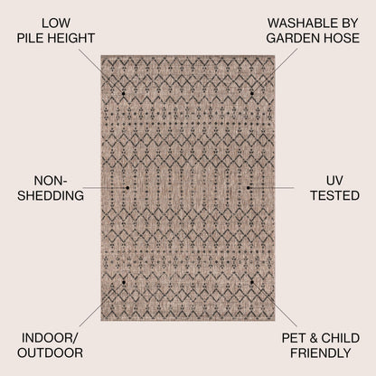 JONATHAN Y Moroccan Geometric Indoor Outdoor Area Rug 5X8 Natural/Black, Ourika Textured Weave for Backyard, Patio, Porch, Easy-Cleaning, High Traffic, Pet-Friendly, Non-Shedding (SMB108D-5)
