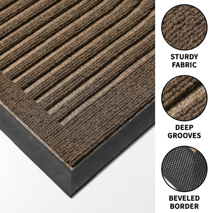 RORA Front Door Mat, Heavy Duty Door Rugs Outside Entrance,Non Slip Welcome Mats Indoor, Natural Rubber Doormat for Entryway, Patio, Garage, Porch, 29.5"x17", Brown