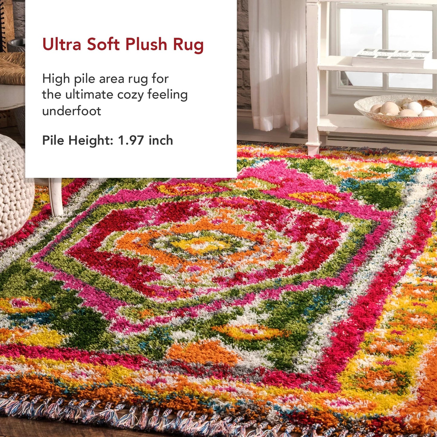 nuLOOM Shania Medallion Shaggy Area Rug, 8x10, Multi