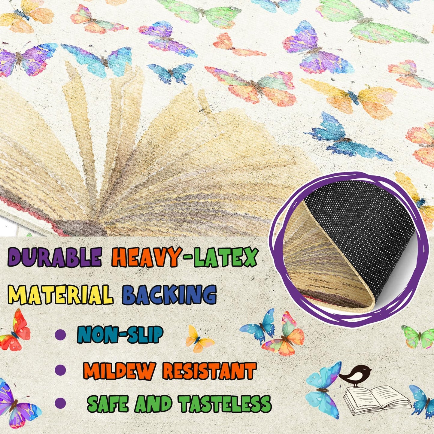 Teenyyou 5 x 3.3 ft Large Classroom Rug Elementary Reading Educational Area Rug Kids Room Children Classroom Carpet Playroom Learning Colorful Square School Decor Seating Carpet 7 Seats