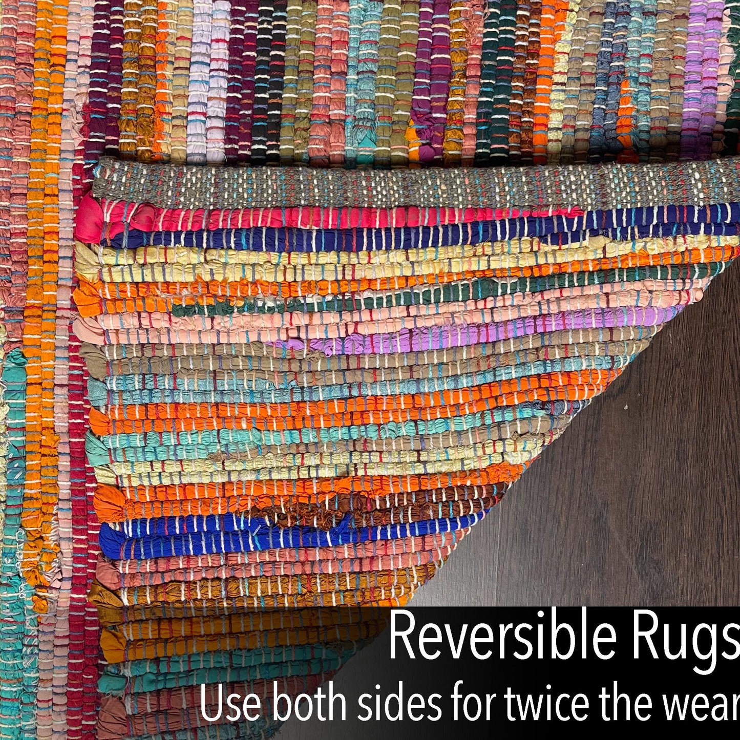 Chardin home - Eco Friendly 100% Recycled Cotton Colorful Chindi Runner Area Rug - 2'x5'