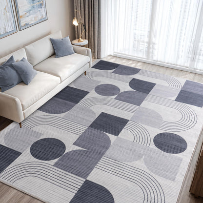QDUIDU Large Machine Washable 4x6 Area Rug, Soft Modern Geometric Abstract Grey Rugs for Bedroom Living Room, Non-Shedding Faux Wool Indoor Throw Floor Carpet for Office Entryway Dining Room Decor