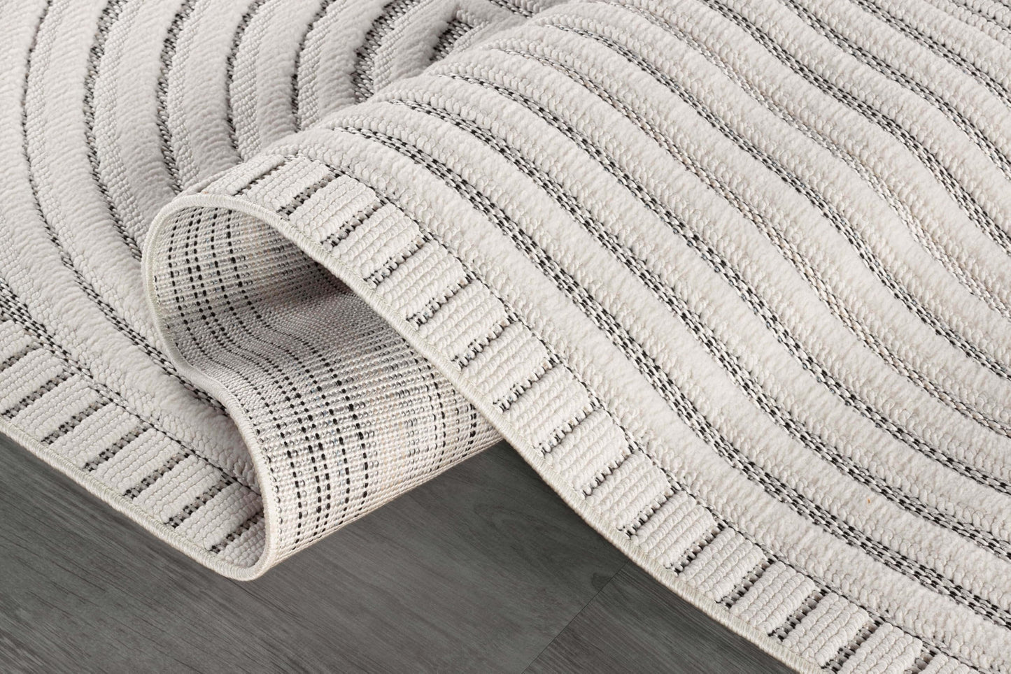 CAMILSON Modern Rug 9x12 Luxury Swirl Curved Large Micro Loop Area Rugs Soft High-Low Pile Stain Resistant Easy to Clean Non-Shedding Durable Living Room Kitchen Indoor Carpet (White)