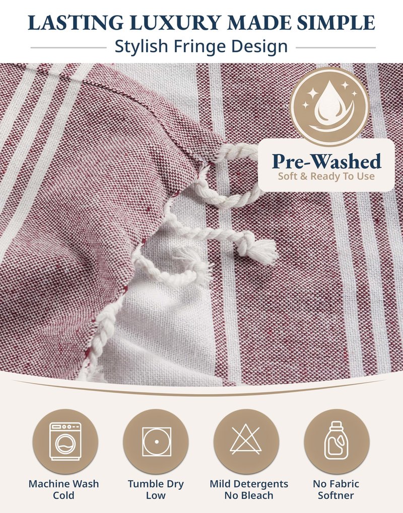 LANE LINEN Turkish Beach Towels, 2 Pack Extra Large Beach Towel, Pre-Washed for Soft Feel, Oversized Sand Free Quick-Dry Pool Towel, Beach Towels for Adults, 39"x71" - Wistful Mauve