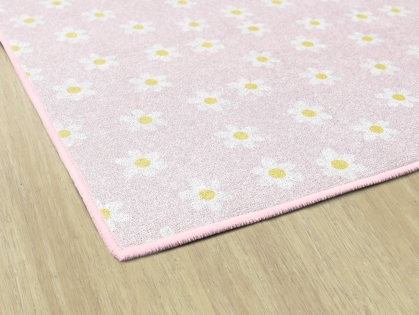 Flagship Carpets Pretty in Pastel All Over Daisies Educational Area Rug for Kids Room, Children's Classroom Rug for Teaching and Playroom, 5' X 7'6" - Pink