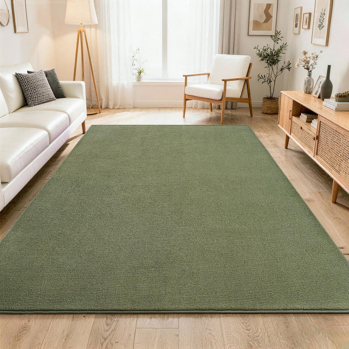ISEAU 4x6 Rug for Bedroom, Soft Memory Foam Carpet with Upgraded Non-Slip Silicone-Grip Bottom, Fluffy Shaggy Machine Washable Rugs for Living Room Kids Boys Girls Dorm Nursery Office Playroom, Green