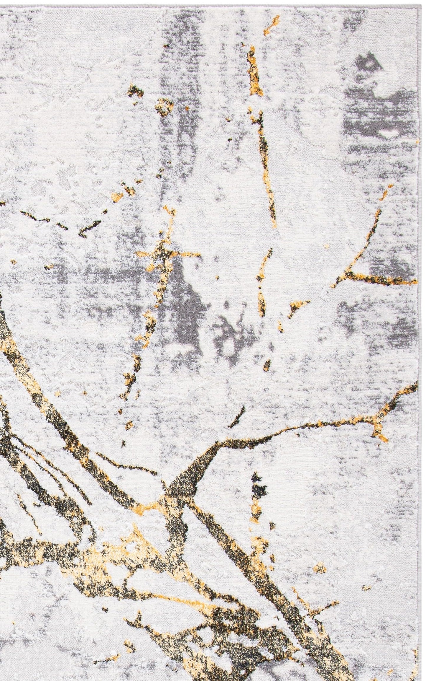 SAFAVIEH Amelia Collection Area Rug - 6' x 9', Grey & Gold, Modern Abstract Design, Non-Shedding & Easy Care, Ideal for High Traffic Areas in Living Room, Bedroom (ALA293G)