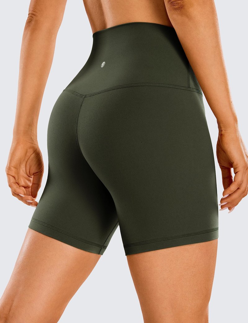 CRZ YOGA ButterLuxe Biker Shorts 6" - High Waisted Workout Running Volleyball Spandex Yoga Womens Olive Green Medium