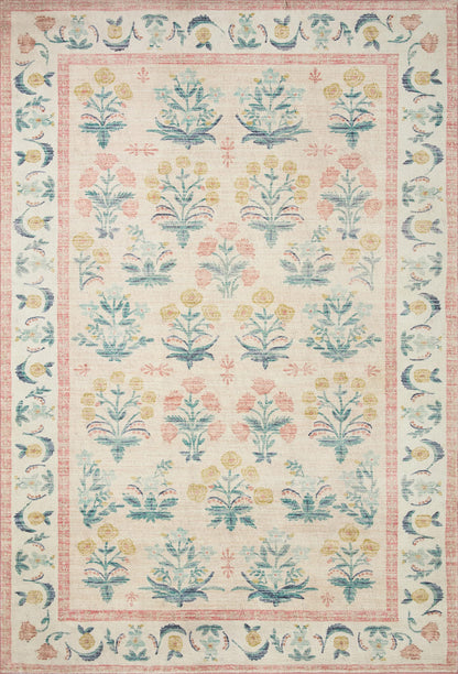 Loloi Rifle Paper Co. Eden Collection EDE-01 Mughal Rose Blush 7'-6" x 9'-6" Area Rug feat. CloudPile™