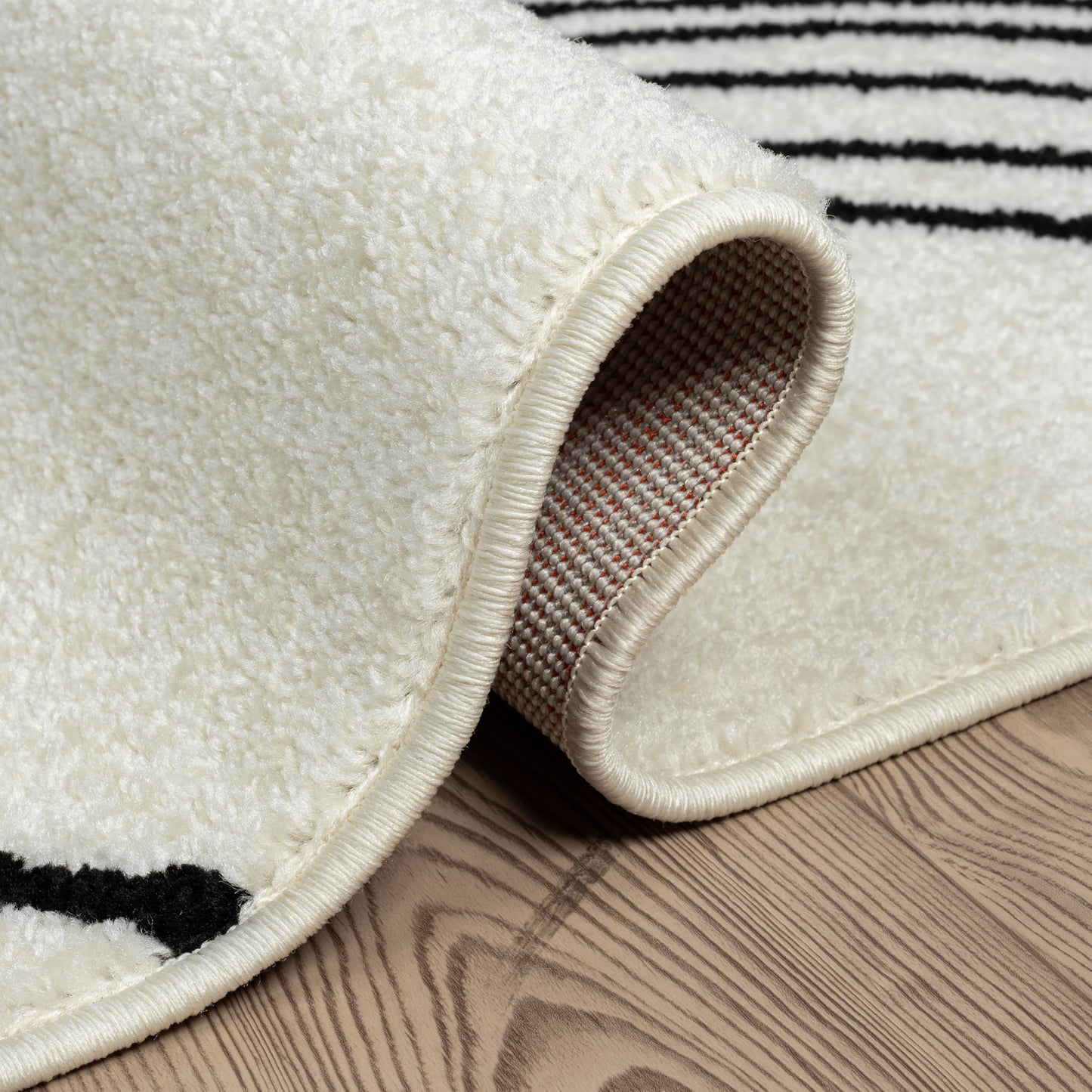 Abani Cream and Black Swirl Area Rug | 6" x 9" Beige Carpet with Wave Pattern | Modern Rug for Living Room, Bedroom and Office | Nuevo Collection
