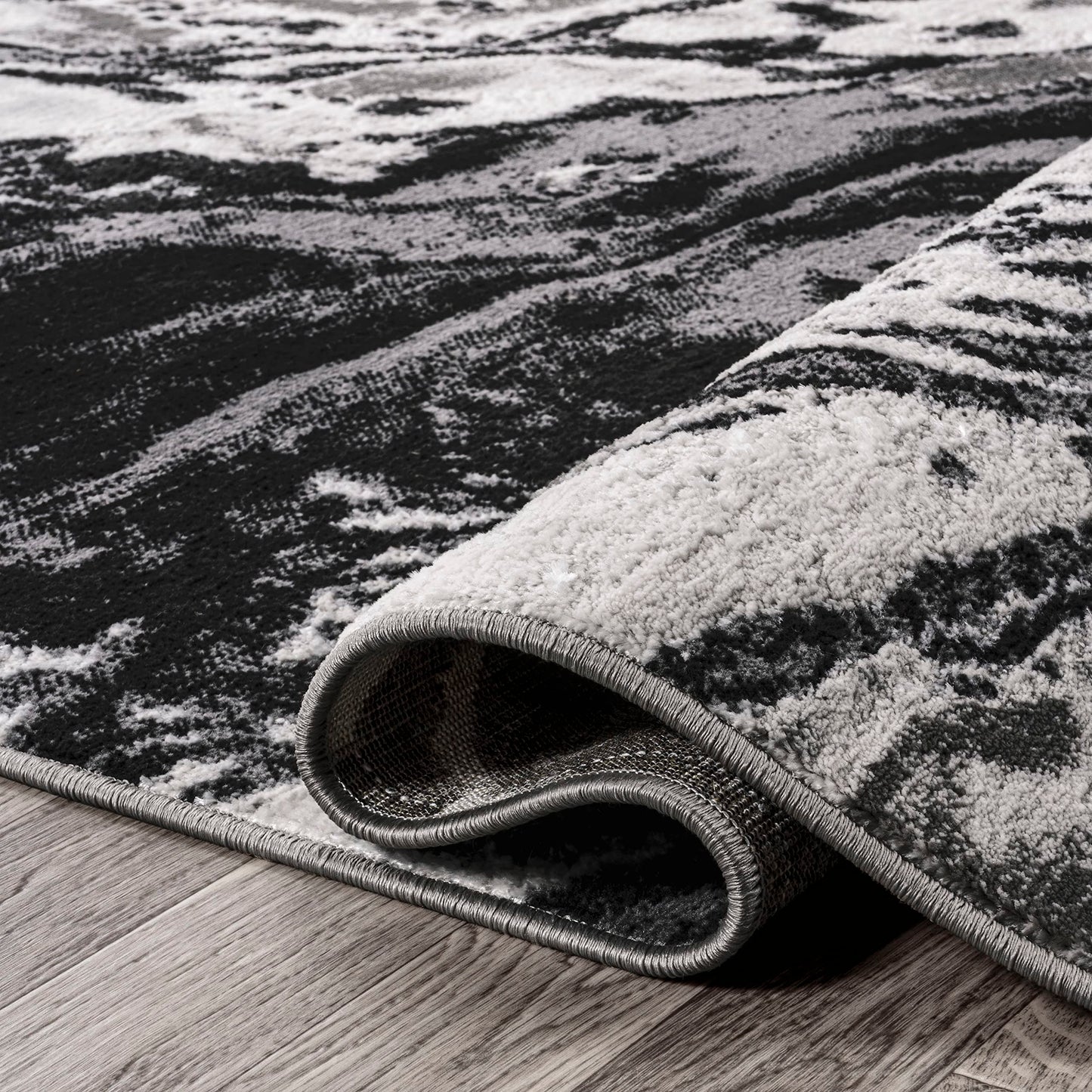 JONATHAN Y Swirl Marbled Black/Ivory Indoor Area Rug 4X6 ft, Abstract for Living Room, Bedroom, Kitchen, Office, Easy-Cleaning, High Traffic, Pet-Friendly, Non-Shedding SOR203E-4