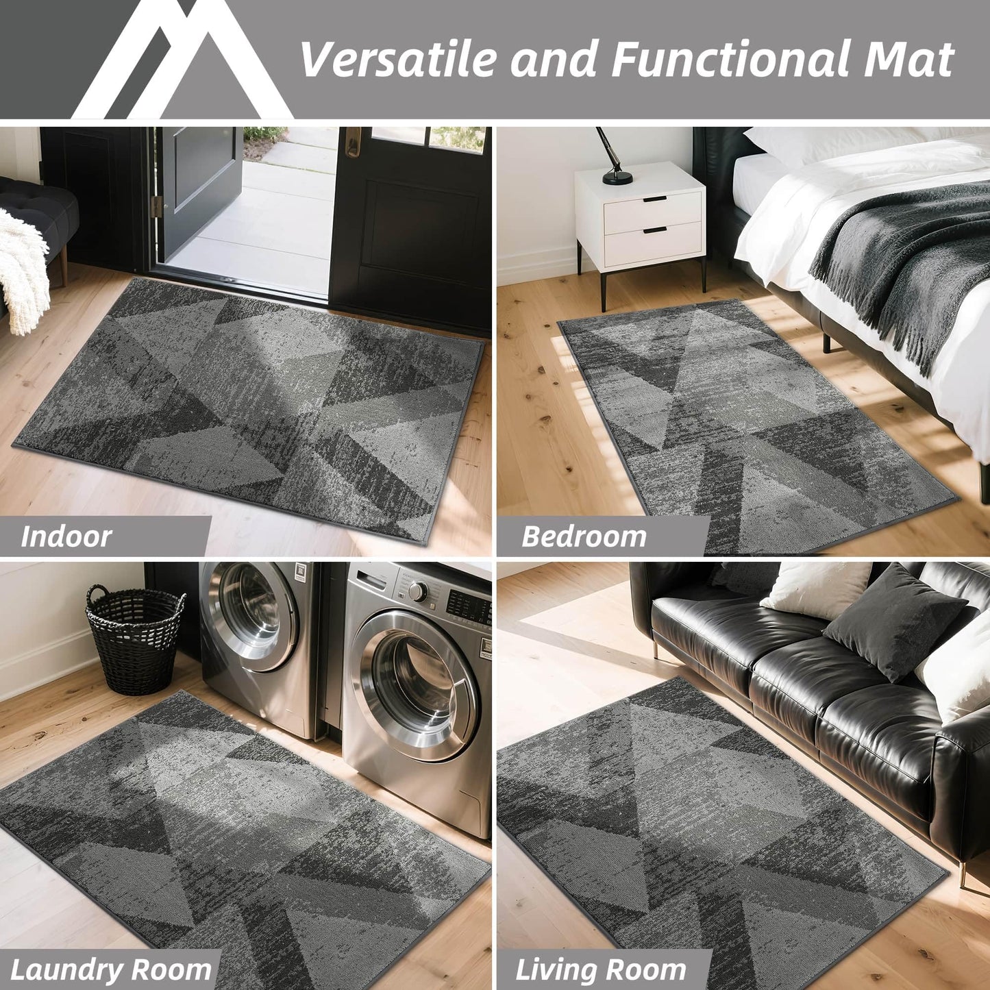 COSY HOMEER Entryway Rugs Doormat 32"x48", Non-Slip Absorbent Polyester, Washable Rugs for Front Door, Dirty Paws & High Traffic Areas, Gray