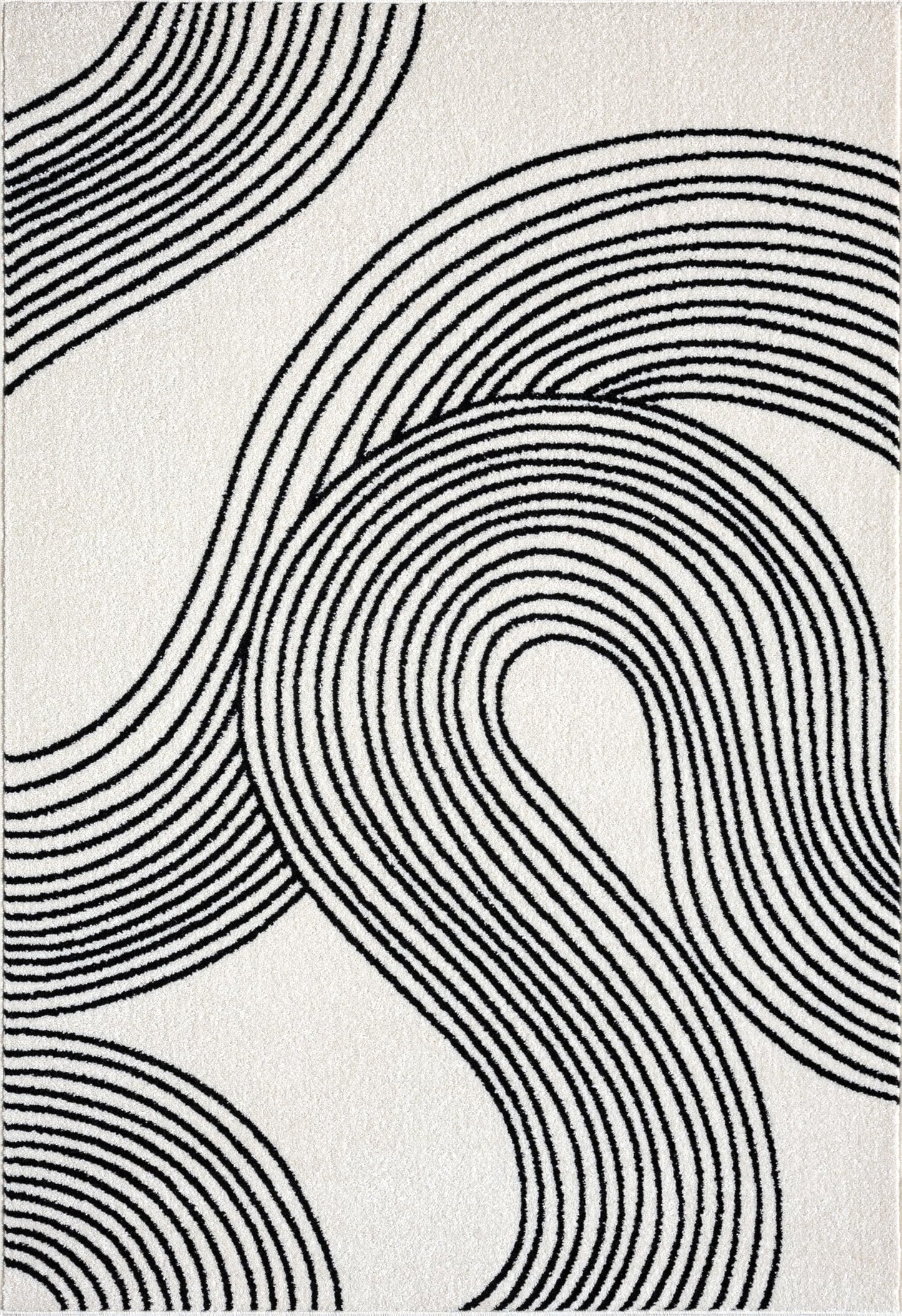 Abani Cream and Black Swirl Area Rug | 6" x 9" Beige Carpet with Wave Pattern | Modern Rug for Living Room, Bedroom and Office | Nuevo Collection
