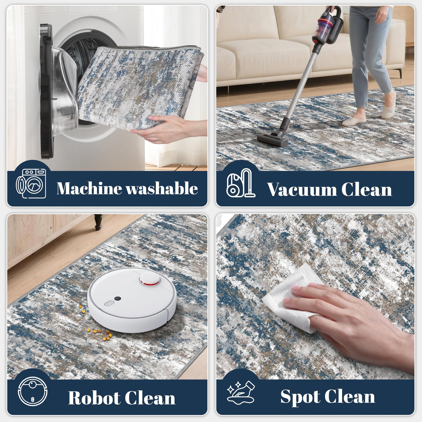 TTelephant Runners for Hallways Ultra Non-Slip 2x10 Long Runner Rugs Washable Abstract Tear and Stain Resistance No Pile Lightweight Modern Rug Runners for Entryway, Kitchen, Walkway, Entrance, Multi