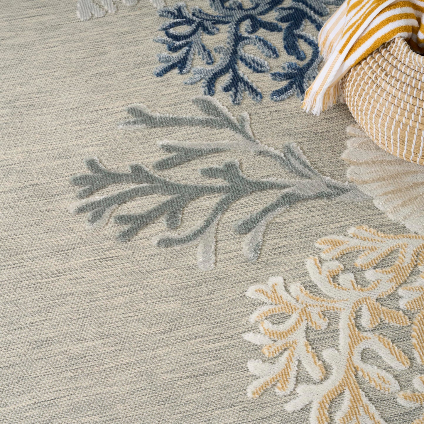 Nourison Home Suncoast Grey Multicolor 7'10" x 9'10" Area Rug - Easy Clean, Non Shedding, Bed Room, Living Room, Dining Room, Kitchen (8' x 10')