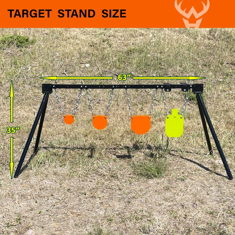 Highwild AR500 Steel Targets System 3/8 Inch Thick Complete Steel Shooting Targets with Stand, 4", 6", 8" Shooting Gongs + 7" x 12" Torso with 1 Stand, 2 Extension Brackets & 4 Mounting Kits