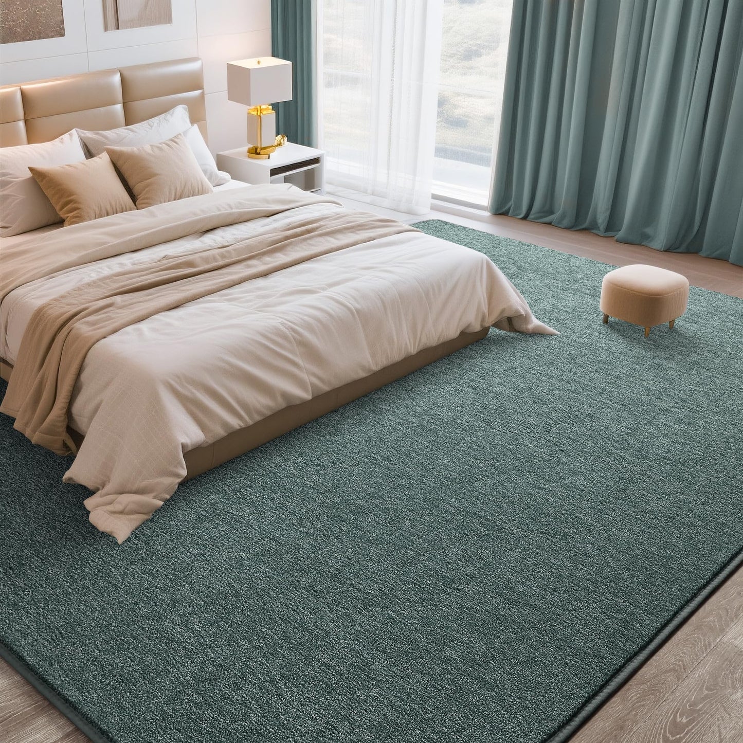 Tepook Soft Rugs for Living Room Bedroom, 4x6 Grey Green Modern Washable Non-Slip Area Rug, Indoor Memory Foam Carpets for Boys Girls Room Home Decor