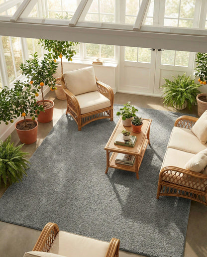 Rugs.com Solid Frieze Collection Rug – 8x10 Gray Shag Rug Perfect for Living Rooms, Large Dining Rooms, Open Floorplans