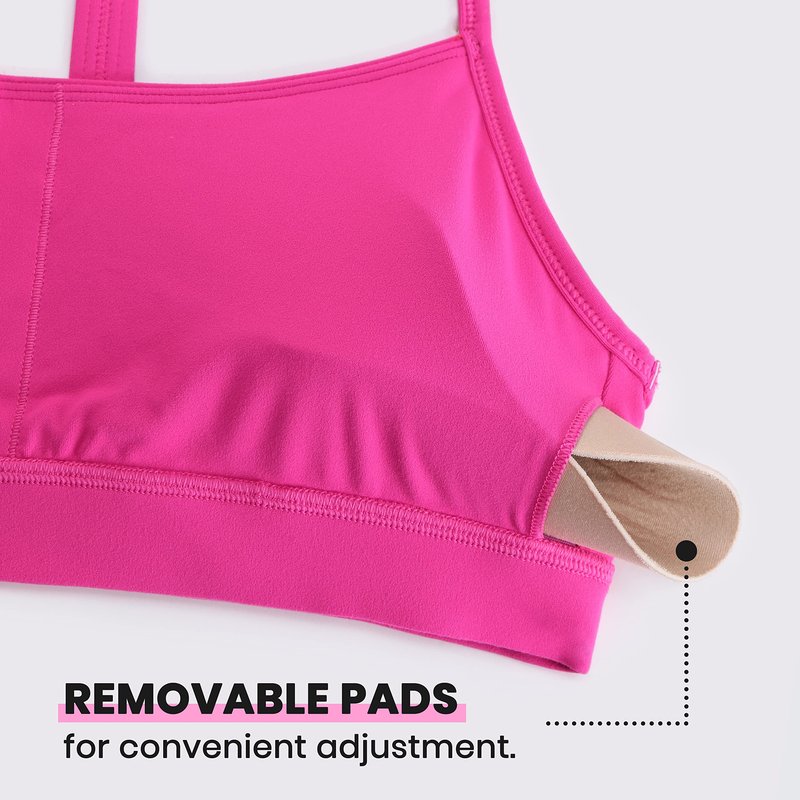 CRZ YOGA Butterluxe Y Back Sports Bras for Women - Padded Racerback Low Impact Spaghetti Thin Strap Workout Yoga Top Hibiscus Purple Medium