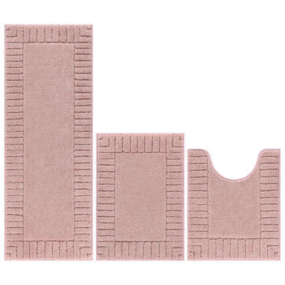 Pauwer Bathroom Rugs Sets 3 Piece Bathroom Shower Rugs with U-Shaped Contour Toilet Mat Absorbent Microfiber Plush Bath Mats Non Slip Bath Rug Machine Washable Shaggy Bath Mat Set, Dusty Pink