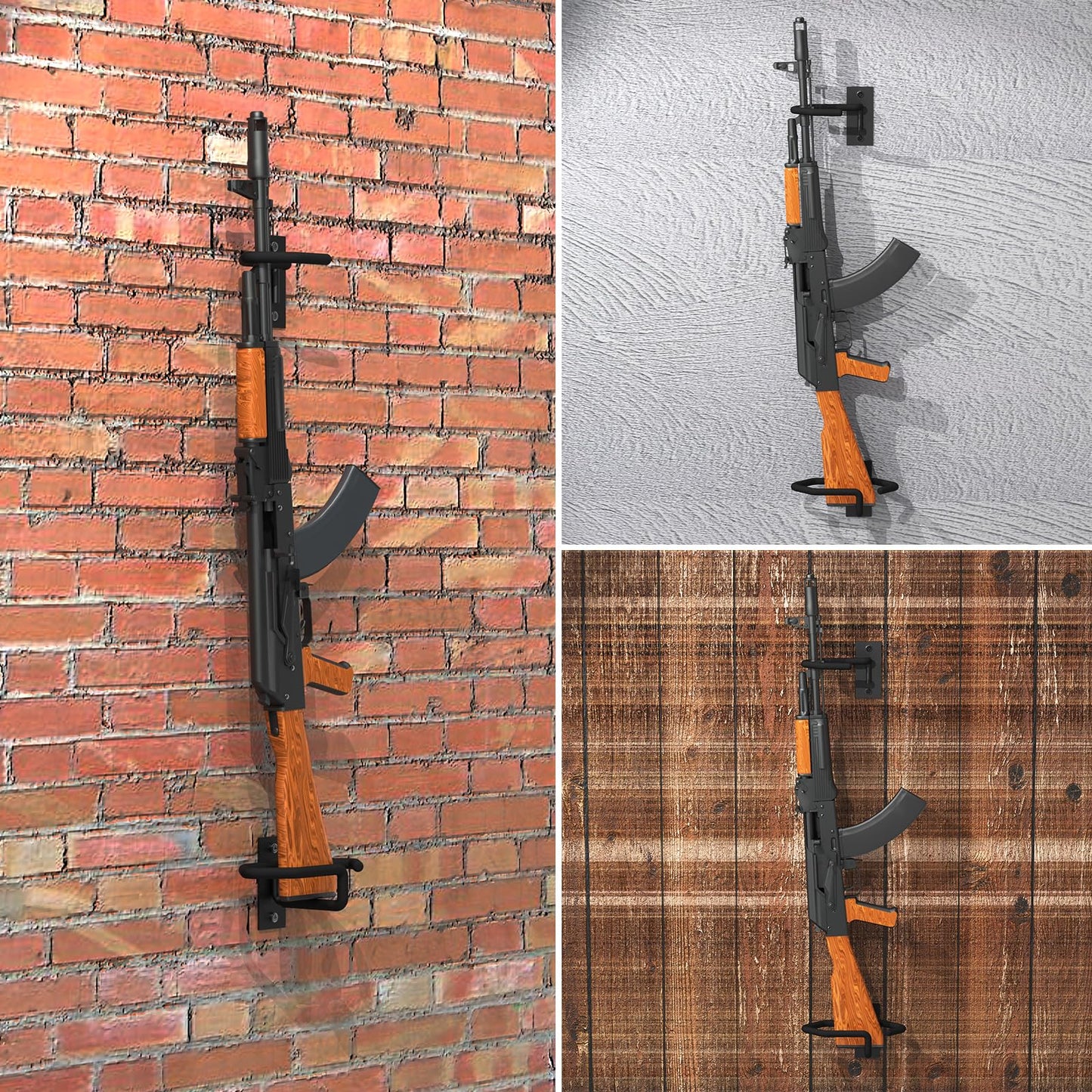 UNITEDPOWER Gun Rack Wall Mount, Metal Shotgun Rack Indoor, Adjustable Rifle Storage Holder with Soft Padding, Vertical Gun Display Stand for Closet, Version Parallel to The Wall