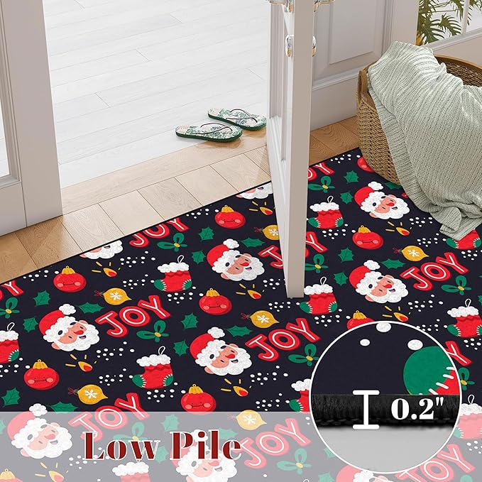 4' X 6' Christmas Area Rugs Xmas Rug Indoor for Living Room Bedroom Dining Room Laundry Nursery Classroom Santa Claus Carpet for Kids Girls Boys Floor Mat Pad Cute