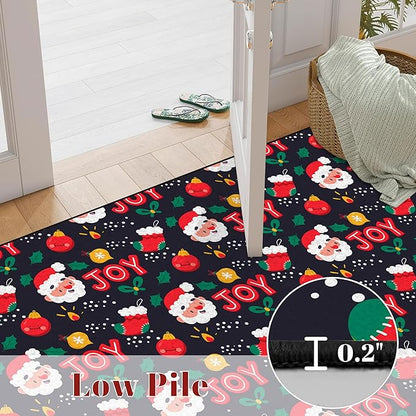 2' X 3' Christmas Rug Santa Claus Area Rugs Washable for Entryway Bedroom Nursery Dorm Laundry Xmas Door Mat for Kids Girls Boys Merry Christmas Indoor Doormat