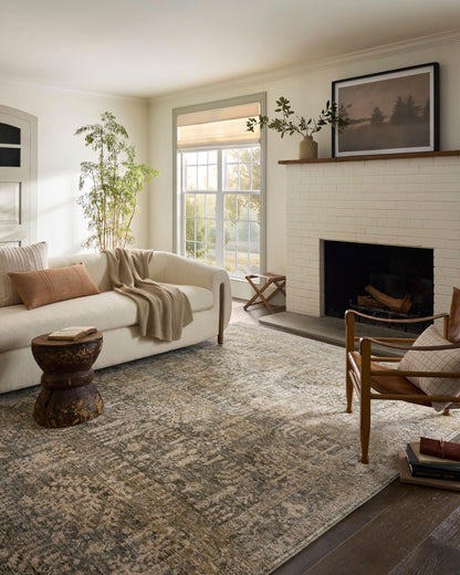 Loloi Magnolia Home by Joanna Gaines Junie Collection JUE-02 Moss/Natural 6'-7" x 9'-10", .38" Pile Height, Area Rug