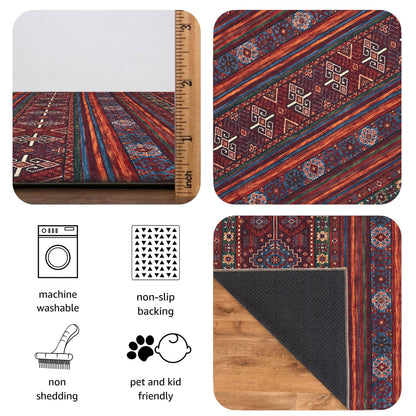 Keen Home Design 30"x84" Rug - Machine Washable Runner Rug with Non-Slip Backing, Ideal for Hallway, Entryway, Kitchen, Laundry Room - Vintage, Easy Clean, Durable, Low Pile Rug - (2'6" x 7')