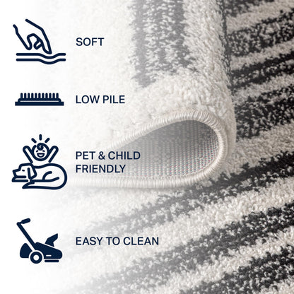 JONATHAN Y Khalil Modern Berber Stripe Cream/Black 8' Round Indoor Area Rug, Contemporary, Bohemian, Easy-Cleaning for Living Room, Bedroom, Kitchen, Pet Friendly, Non-Shedding (MOH207A-8R)