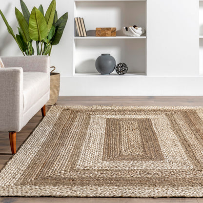Nuloom Charlene Natural/Ivory, 5' x 8' Oval, Solid, Jute, Soft and Textured, High Traffic, Stain Resistant, Easy Clean, Durable Area Rug for Bedroom, Living Room, Dining Space, Foyer, Entryway